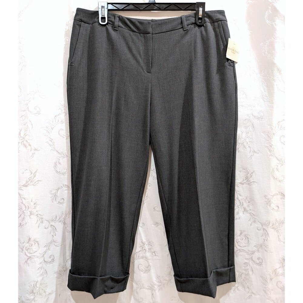 Crop Grey Trousers Pants 16W Stretch Mid Rise Business Casual Career Classic